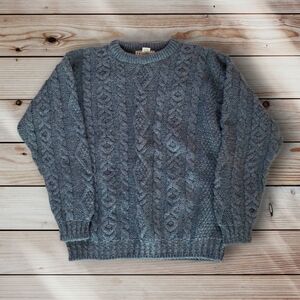 Vintage '80s LL Bean Women's Wool Fisherman Sweater Medium Heathered Teal